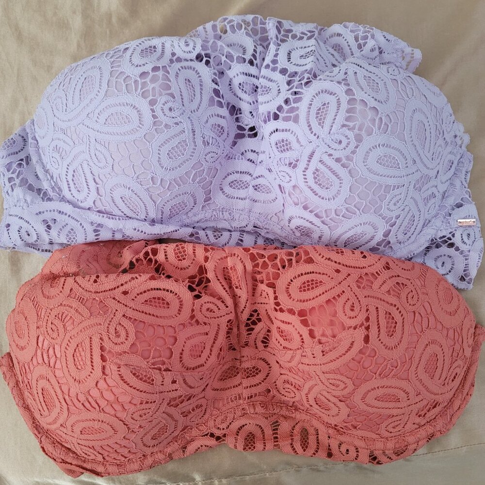 twoLarge PINK Push-Up Bralette purple and orange